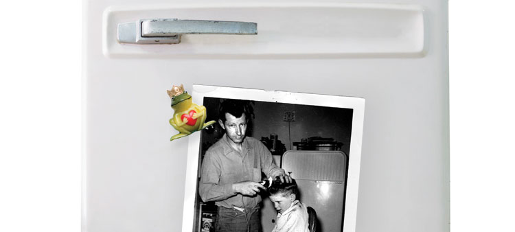 Curtis Gillespie receiving a haircut from his father circa 1968